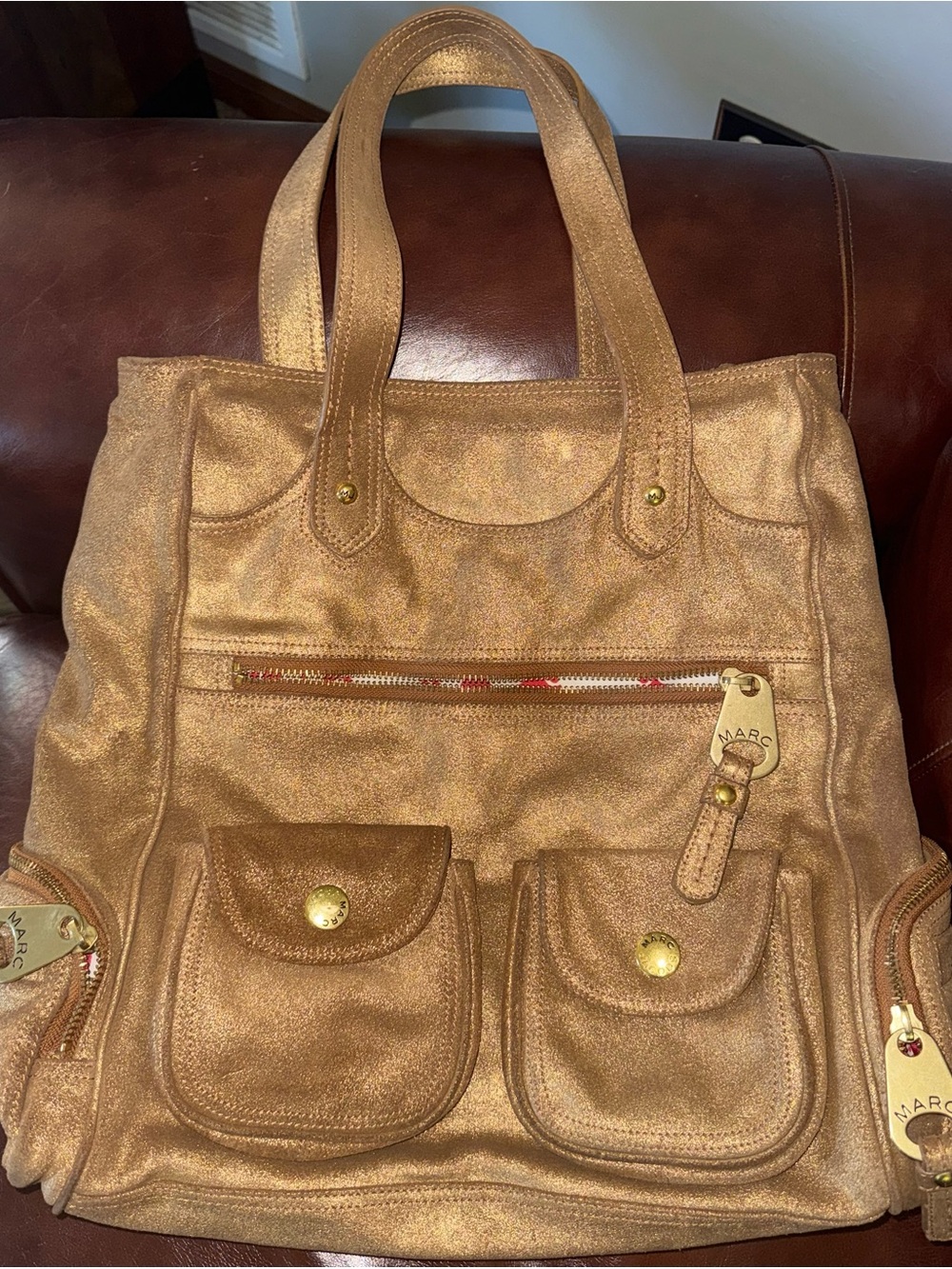 Marc Jacobs Shimmery Gold Metallic Pocket Tote
